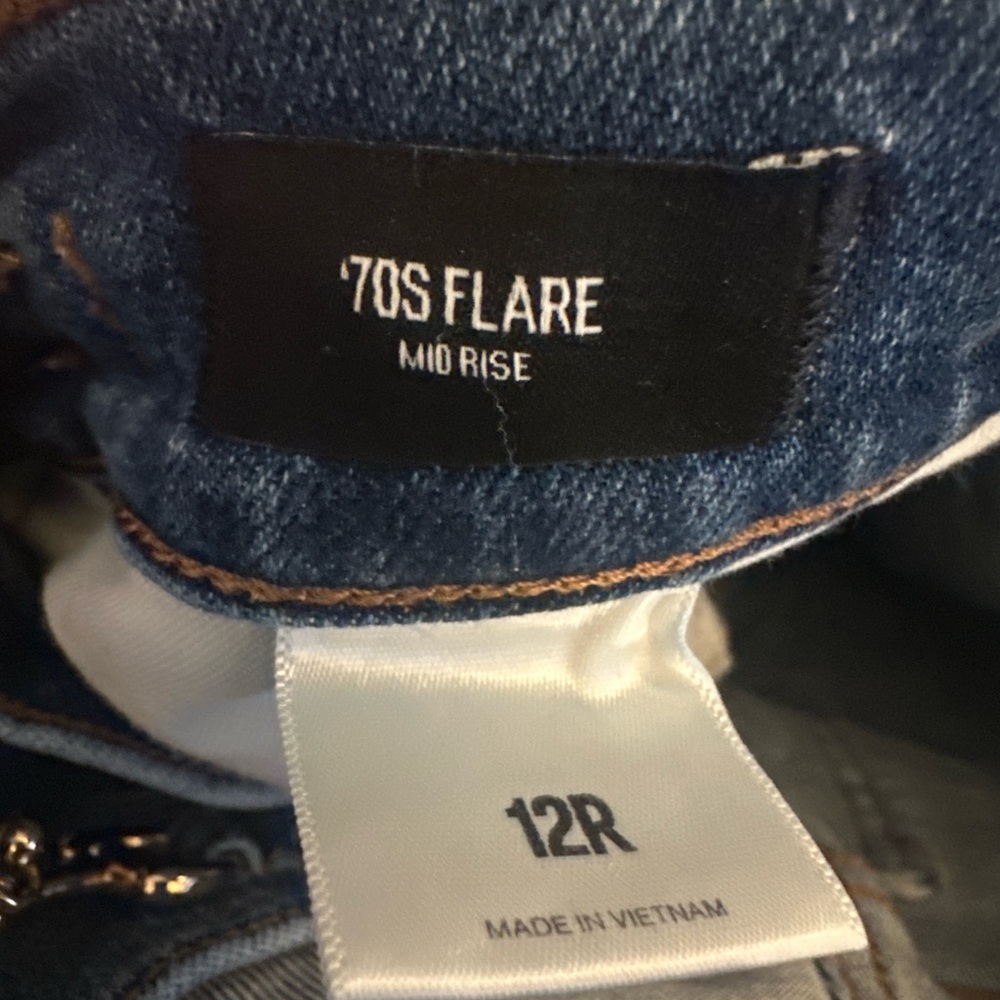 Express 70s Flare Jeans 12R Mid Rise Horsebit Detail Boho Western Retro Denim - Picture 6 of 7